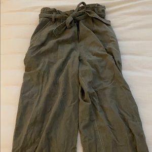 army green tie pants